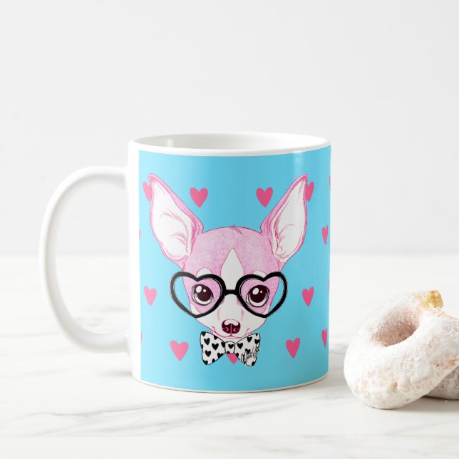 De Café Desenhista caracterizado: Caneca Nerdy adorável do (Com Donut)