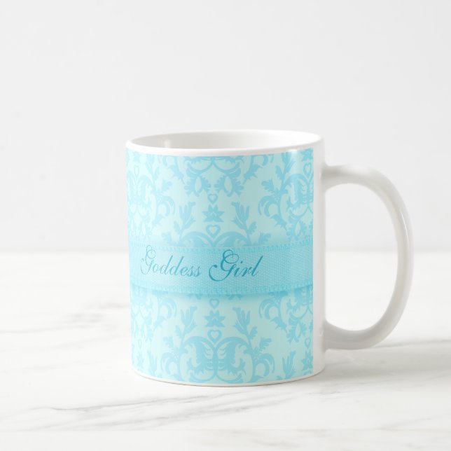 De Café "Deusa menina" úmida, pálida caneca azul (Direita)