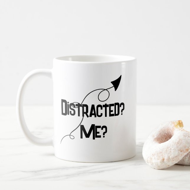 De Café Distraído? Eu? Caneca Divertida TDAH (Com Donut)