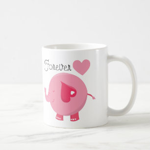 De Café Do elefante caneca feita sob encomenda cor-de-rosa