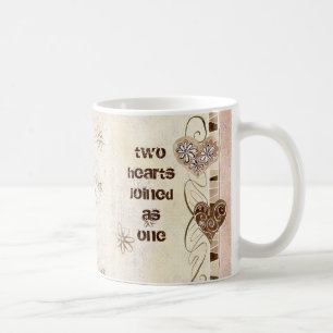 De Café Dois corações juntados como uma caneca do amor
