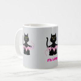 De Café É AMOR! Caneca Negra Engraçada