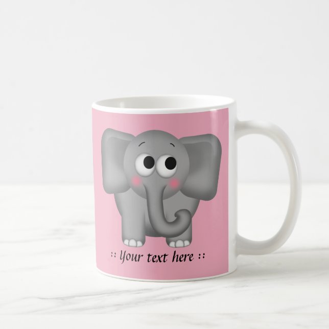 De Café Elefante adorável - caneca personalizada rosa (Direita)