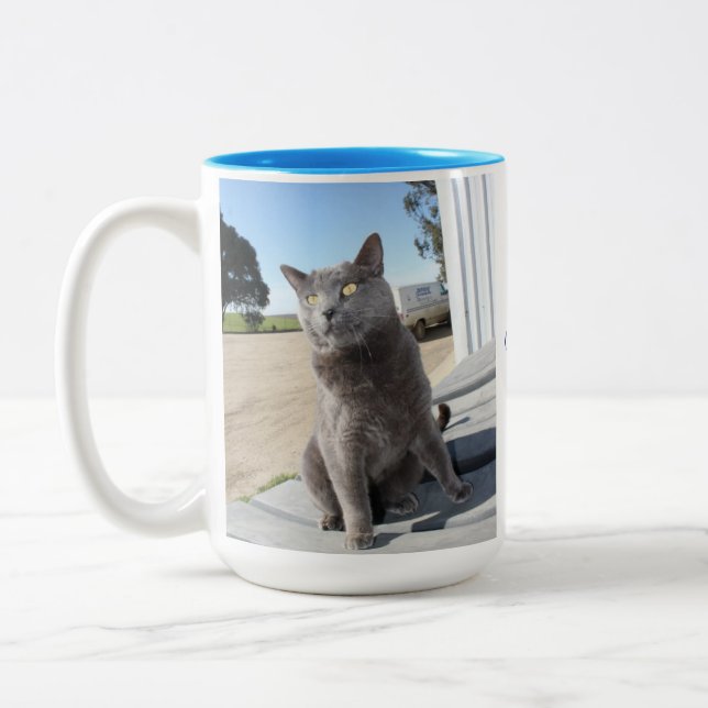 De Café Em Dois Tons 15 onças. Caneca do gato (Esquerda)