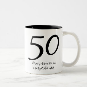 De Café Em Dois Tons 50th Caneca do disfarce do aniversário