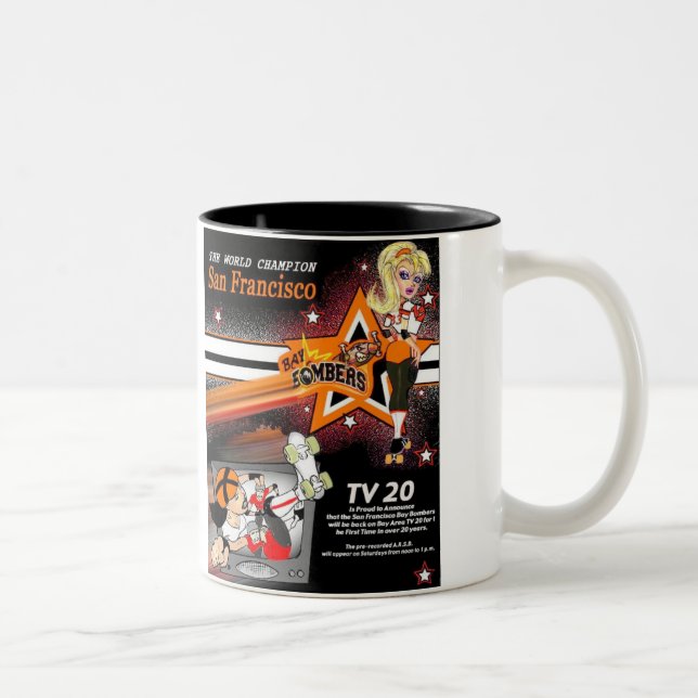 De Café Em Dois Tons 55th Caneca do bombardeiro do aniversário (Direita)