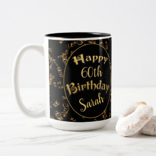De Café Em Dois Tons 60º aniversário da caneca a preto e Dourado