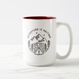 De Café Em Dois Tons A aventura está esperando a caneca