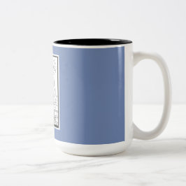 De Café Em Dois Tons A caneca bonita do presente com japonês tirado mão