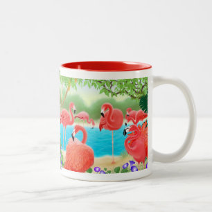 De Café Em Dois Tons A caneca cor-de-rosa das caraíbas do flamingo