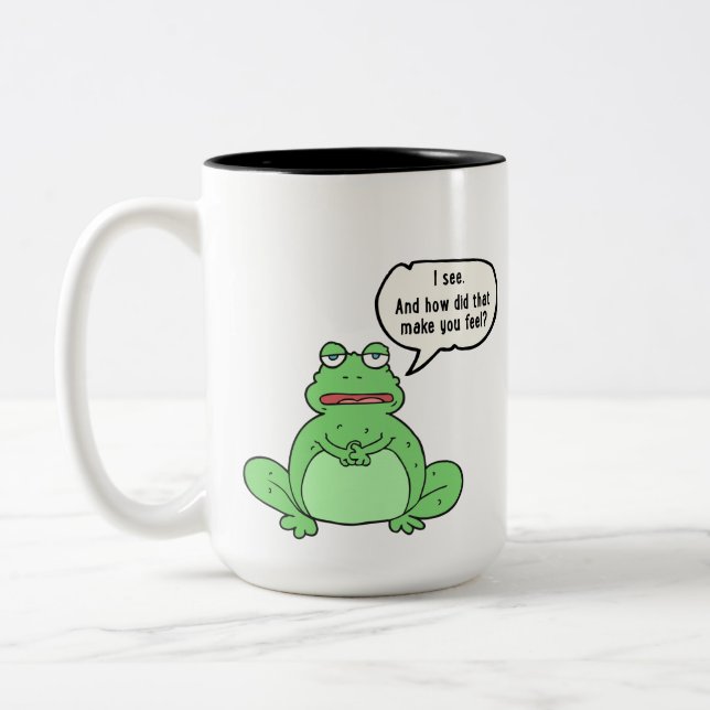 De Café Em Dois Tons A caneca do sapo da terapia quer saber você sente (Esquerda)