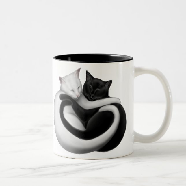 De Café Em Dois Tons A caneca dos gatos do amor (Direita)