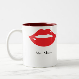 De Café Em Dois Tons A caneca gostoso da noiva vermelha dos lábios