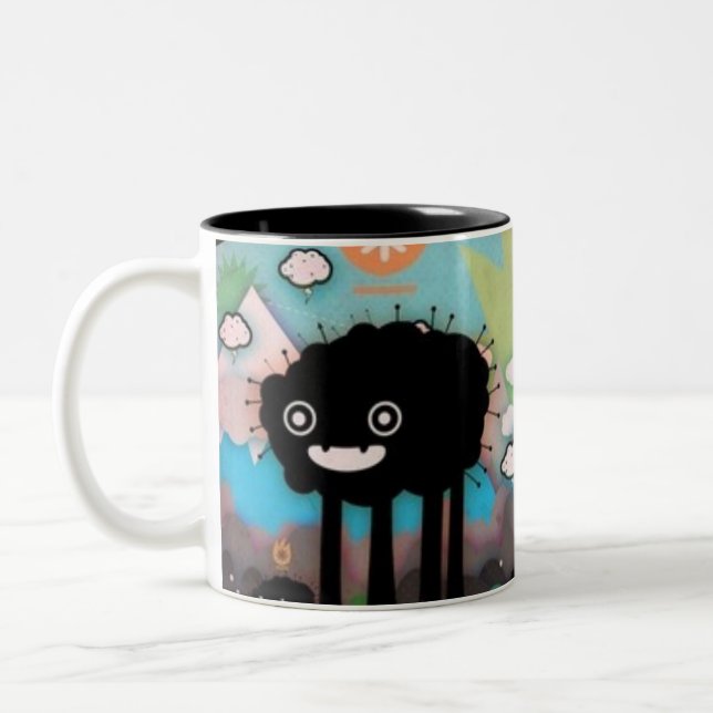De Café Em Dois Tons a caneca preta do monstro (Esquerda)