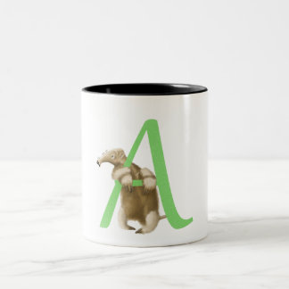 De Café Em Dois Tons A para a inicial do Anteater - caneca - verde