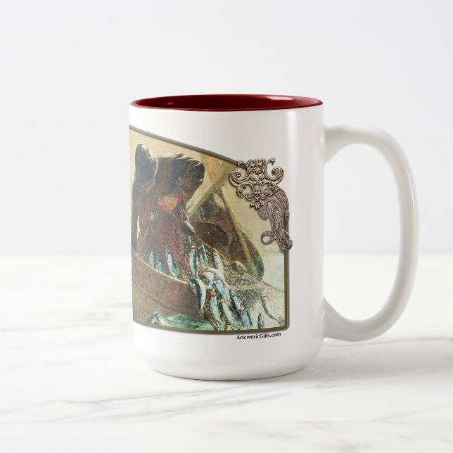 De Café Em Dois Tons A rede dos arenques - 15oz cerâmico. Caneca (Direita)