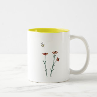 De Café Em Dois Tons Abelhas e flores laranja - caneca