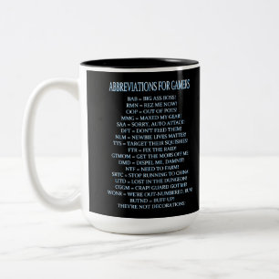 De Café Em Dois Tons Abreviaturas para a caneca do humor dos Gamers