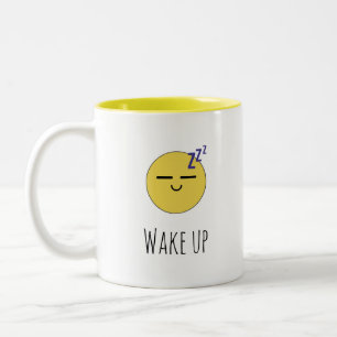 De Café Em Dois Tons "Acorde" Caneca Emoji Sonolento
