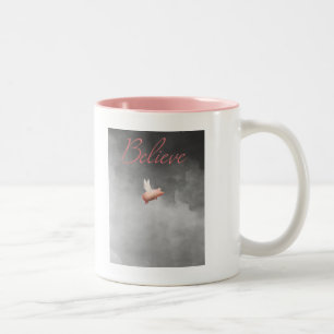 De Café Em Dois Tons Acreditem quando porcos voam caneca