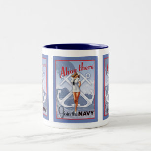 De Café Em Dois Tons Ahoy lá! Caneca do Pin-Acima do marinho