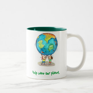 De Café Em Dois Tons Ajuda para salvar nosso planeta. Caneca