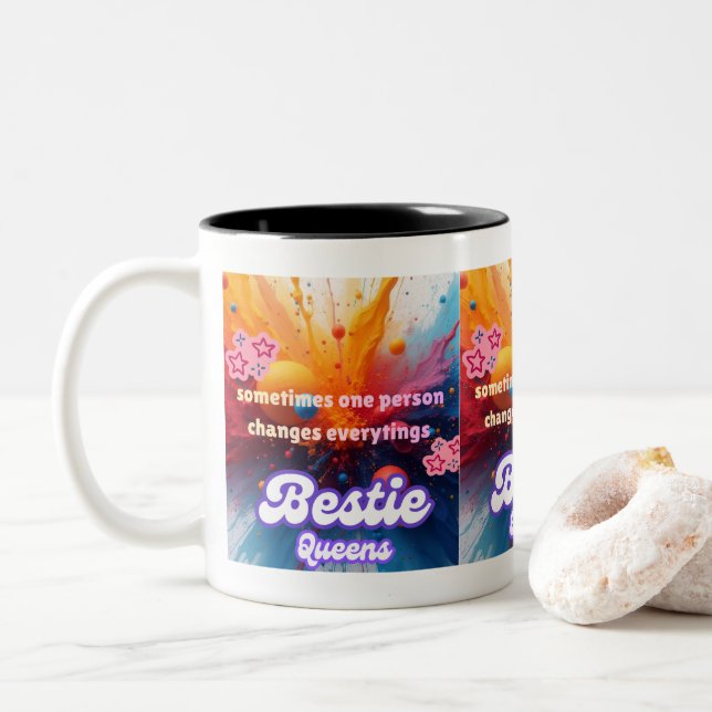 De Café Em Dois Tons alguma pessoa muda tudo caneca (Com Donut)