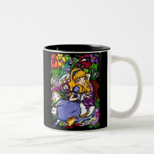 De Café Em Dois Tons Alice no PRETO da caneca do país das maravilhas