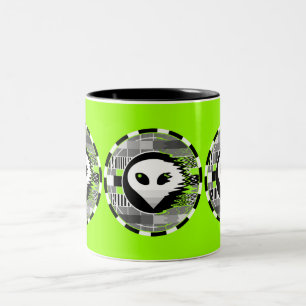 De Café Em Dois Tons Alienígena TV - caneca redonda verde