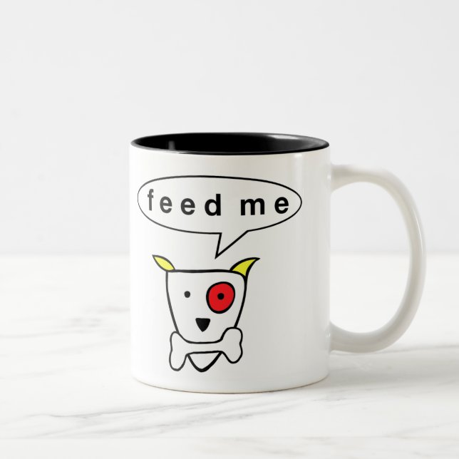 De Café Em Dois Tons "Alimente-me" a caneca do cão (Direita)
