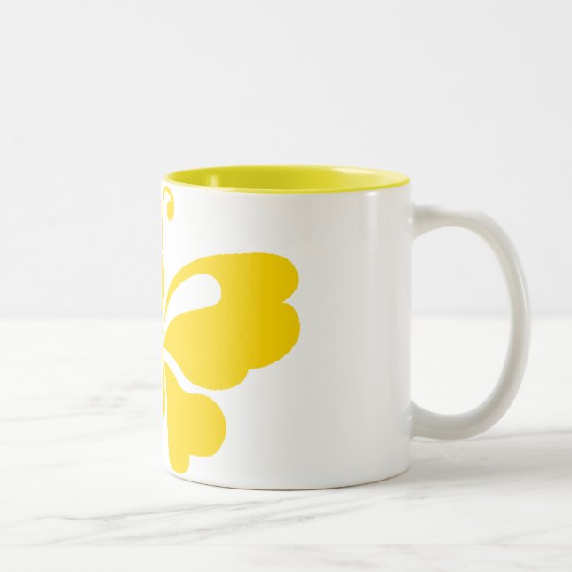 De Café Em Dois Tons Amarelo da caneca da borboleta (Direita)