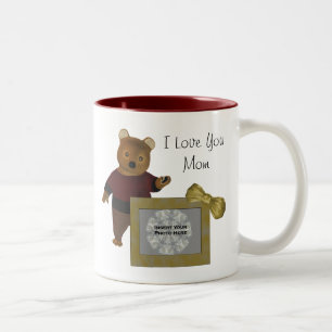 De Café Em Dois Tons Ame-o caneca personalizada da foto da mamã urso