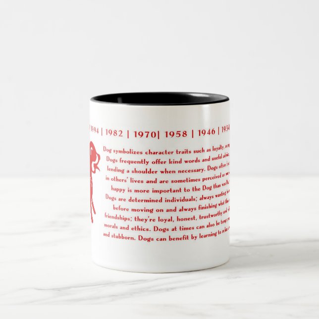 DE CAFÉ EM DOIS TONS ANO CHINÊS DO ZODÍACO DA CANECA DO CÃO (Centro)