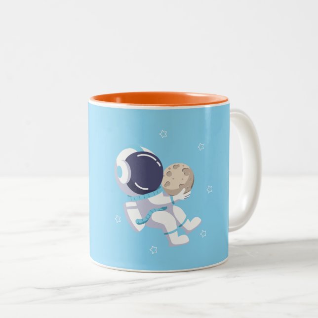 De Café Em Dois Tons Astronauta Azul Claro - Caneca (Frente Esquerda)