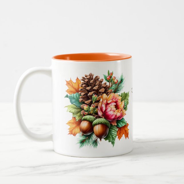 De Café Em Dois Tons Autumn É Uma Linda Caneca (Esquerda)