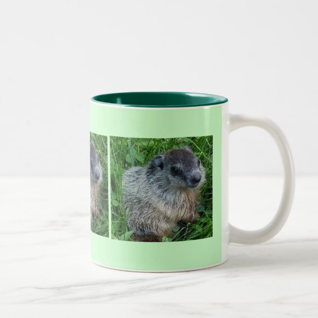De Café Em Dois Tons Baby Groundhog 11 Oz. Caneca (Direita)