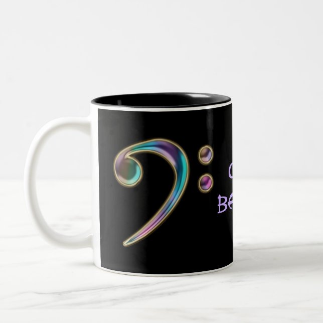 De Café Em Dois Tons Baixo obtido? Caneca da música do Clef baixo do ~ (Esquerda)