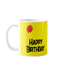 Balão Vermelho Feliz Aniversário Caneca Amarela