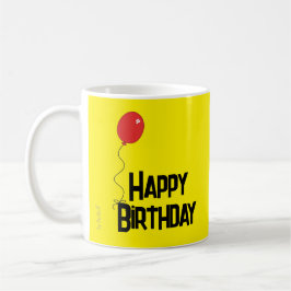De Café Em Dois Tons Balão Vermelho Feliz Aniversário Caneca Amarela