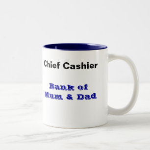 De Café Em Dois Tons Banco da caneca da mãe e do pai - caixa