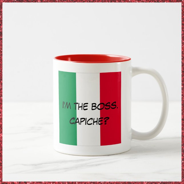 De Café Em Dois Tons Bandeira italiana bonita sou a caneca chefe (Bookmark my store! https://www.zazzle.com/store/capricepetit)