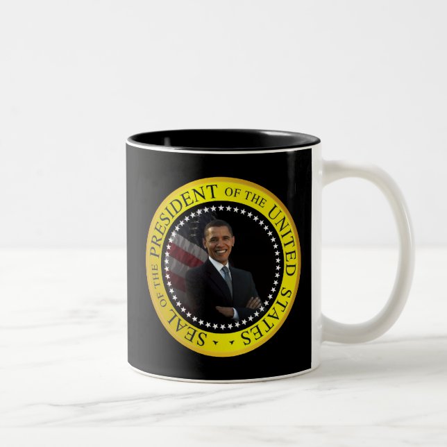 De Café Em Dois Tons Barack Obama - caneca presidencial do selo (Direita)