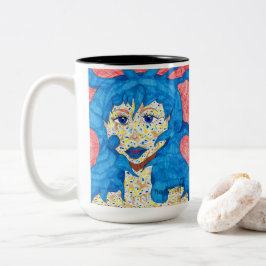De Café Em Dois Tons Bela na caneca azul