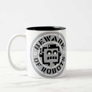 De Café Em Dois Tons Beware da caneca dos robôs