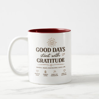De Café Em Dois Tons Boas Dias Começam Com Gratidão Caneca Positiva