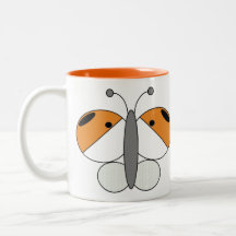 Borboleta Colorida Cuja Caneca - Ponta Laranja