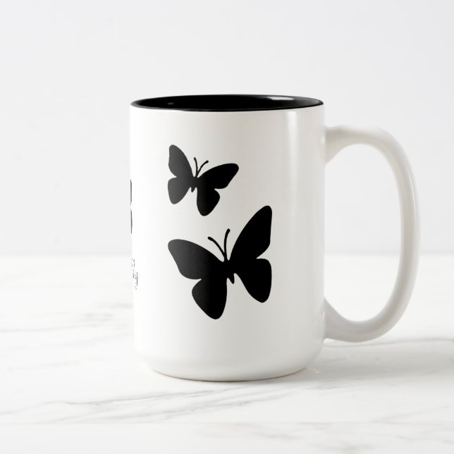 De Café Em Dois Tons Borboletas pretas - caneca (Direita)