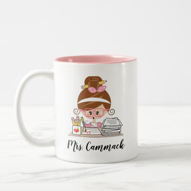 De Café Em Dois Tons Brunette personalizado da caneca do professor (Esquerda)