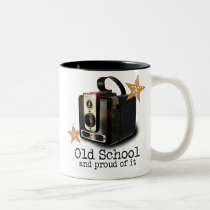 De Café Em Dois Tons Câmera antiga caneca da Escola Antiga