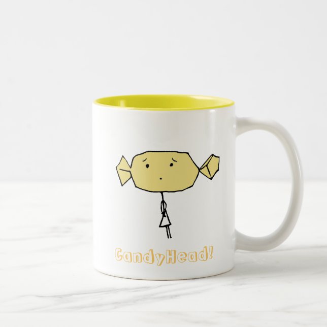 De Café Em Dois Tons CandyHead oh? Amarelo da caneca (Direita)